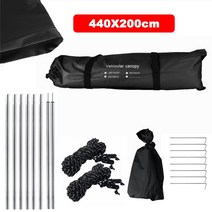중고 루프탑 텐트 루프 렌탈 하드탑 차량용 SUV 자동차 쉼터 그늘 캠핑 사이드 지붕 상단 천막 방수 UV 휴대용 옥상 비 캐노피, [12] Black 4.4x2m
