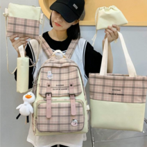 BAISLUN 초등학생 책가방 여자 중학생 대용량 가방 백팩 5가지 세트 ( 가방 장식 증정 )