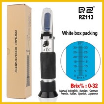 비파괴 당도 측정기 과일 포도당 설탕 휴대용 당도계 rz 정품 소매 패키지 brix 굴절계 0 32 rhb-32atc 광학 설탕 식품 음료 atc 함량 rz113 미터 도구, rz113-화이트