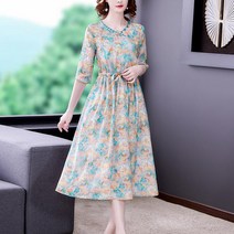 마원피스 전문점 특매 에스닉 무드 순 모시메리 플라워 허리보정 슬림핏 클래식 4998474275