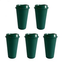 5 / 1 Pieces 473ml 16oz 솔리드 컬러 컵 뚜껑없이 로고 커피 컵 재사용 가능한 컵 플라스틱 텀블러 매트 마무리 플라스틱 컵, 5PCS-Green