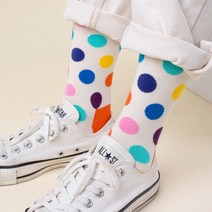 삭스나인 여성 땡땡이 배색 양말