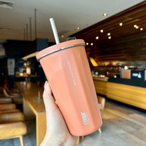 미니텀블러 보온 보냉 Tyeso 스테인레스 스틸 진공 다이아몬드 커피 컵 자동차 장착 빨대 보온병 머그잔 값, [01] 600ml, 04 주황색_01 600ML