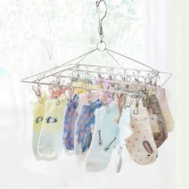 엔템 미니 튼튼한 천장 스텐 빨래건조대 대형 실내 아기빨래건조대 미니 아기빨래건조대작은것 손수건 건조대 소형 접이식 간이 걸이식 수건건조대 옷걸이 1단 걸이형 아기옷건조대 원룸건조, 스텐양말건조대_사각(36고리)
