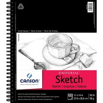 Canson 100510850 Pro-Art 아티스트 시리즈 범용 스케치 패드 14 x 21.6 cm(5.5 x 8.5 인치) 사이드 와이어, 11