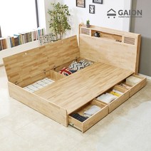 티아 LED 수납형 원목침대 SS 프레임, 내추럴