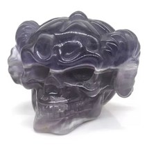 해골 동상 자연 블랙 흑요석 형석 루비 조이사이트 치유 크리스탈 reiki 입상 돌 조각 영적 wicca gemstone, 1개