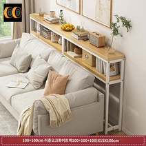 책상 수납용 공간 보조 좁은 활용 테이블 틈새 사이드, 【이중콤비】100+100cm-오크+화이트랙