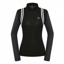 JDX_여성 봄 골프 배색 하이넥 스웨터 검정_평촌점