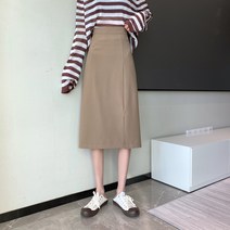 위위브렌 여성 H라인 하이웨이스트 트임 코듀로이 스커트 치마