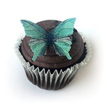 Green Wafer Paper Butterflies 1.75 Inch for Decorating Desserts Cupcakes Wedding Cakes Pack of 24, 1