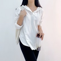 모딕트 간절기 데일리 얇은 후드 단추티 긴팔 티셔츠