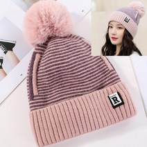 마이팝 여성 겨울 모자 방한 비니 귀달이 여자 털 방울모자 니트 바라클라바 두건