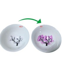 그릇 생활도자기 쇼핑몰 주방 예쁜도자기 스푼 일본 매직 벚꽃 술 컵 온도 변색 색상 변경 감기뜨거운 물 크리스마스 디저트 플레이트, Hot-change 2