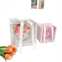금호아트 생신 생일 기념일 이벤트 DIY설레임 하트모양 플라워 박스 2color 2size, 핑크, 라지