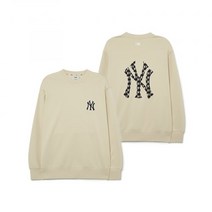 MLB 클래식 모노그램 백빅로고 오버핏 맨투맨 NY L.Beige