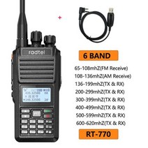 무전기안테나 Handrt 770 풀 밴드 햄 라디오 136 620mhz 항공 주파수 am fm 휴대용 양방향 라디오 방송국 uhf vhf 송수신기 수신 90, 추가 케이블, 02 Add cable