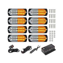 696973 트럭용 DOCAS LED 스트로브 라이트 8xAmber 화이트 24 표면 마운트 경고 컨트롤러 와이어 비상 점멸등