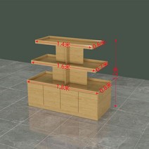 나카지마 진열대 슈퍼마켓 선반 중간 섬 장 진열장 문구용품 집합 테이블 화장품 겹쳐 쌓이는 머리, 직사각형 1.8m 플러스 바닥 캐비닛 나무 테두리