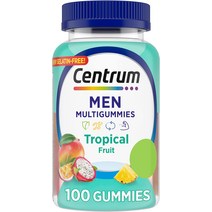 멀티비타민 Centrum 남성용 종합비타민 구미 천연 향료로 만든 열대 과일 향 150개 75일분, [01] 과일, [01] 1개(100팩)
