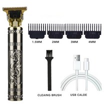 이발기빈티지 전문 헤어 바리깡 이발기 T9 0mm 남성용 USB 충전식 살롱 도구, 10 H-1set