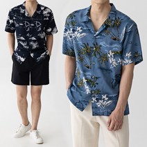 스타일 에스 M-4XL 빅사이즈 슬림핏 오픈카라 하와이안 반팔 셔츠