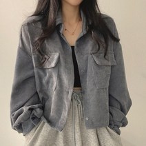 라운드자켓 오피스룩 노카라 레더 짧은 코트 봄 가을 가디건 고급 코듀로이 디자인 틈새 블랙 쇼트 탑