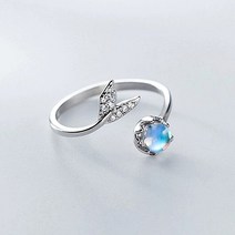 이스테리 실버925 돌고래 프리 사이즈 순은반지 행운 고래꼬리 반지