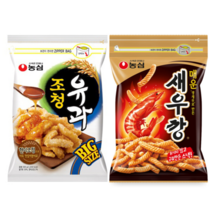 농심 조청유과 300g + 매운새우깡 400g 대용량 지퍼백 과자 세트, 1세트