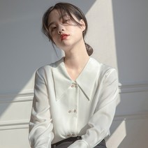 더블버튼 카라 쉬폰 셔츠 남방 PS116954