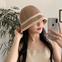 블루씨티 여름 베이 라인 니트 버킷햇 벙거지 밀짚 라탄 모자