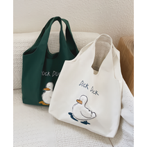 오리 자수 에코백