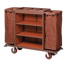 객실청소카 트롤리청소카 운반구 도구함 수거함, 상세이페이지 참고, 롱 사이드 플러스 6백 커피 컬러 철제 버클