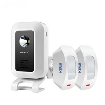 KERUI M7 적외선 센서 차임벨 환영벨 32가지 벨소리 4단계 볼륨조절 최대 150m수신거리, 송신기센서2개 + 수신기1개, 1개