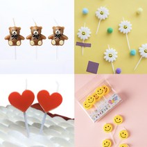 파티성공 HBD 파티캔들 파티초 곰돌이 3P 5P 세트 5종모음 할로윈파티 할러윈소품, 1. 화이트 데이지 4P