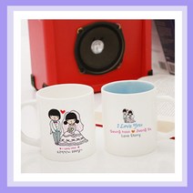 밤이봄이 주문제작머그컵(무료인쇄) 어린이날선물 어버이날선물 스승의날선물 생일선물, T14_웨딩커플(핑크머그), 1개