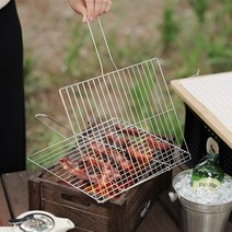 올 스텐 캠핑 화로 그릴 바베큐 손잡이 석쇠 (중)