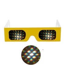 VR 헤드셋 기기 게임 안경 기계 글래스 레이저 쇼 레이브 조명 도매를위한 13500 라인나선형 렌즈가있는 100pcs 저렴한 3d 종이 프리즘 회절 불꽃 놀이, 노란색