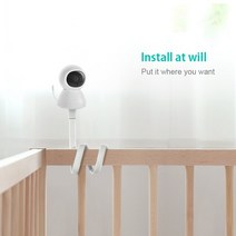 가정용 CCTV 베이비캠 홈카메라 스마트폰 펀치없는 브래킷 침대 크래들에 모니터 마운트, 흰색 브래킷