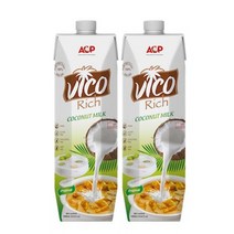 비코 리치 코코넛 밀크 1000ml X 2개 첨가물 없는 코코넛밀크100%, 유기농 코코넛 밀크 1000ml 2개