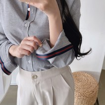 루즈핏 테이프 여성 스트라이프 셔츠 화이트 남방