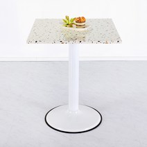 테라조 600 사각 화이트 A형 2인 식탁 티테이블