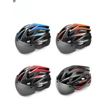 자전거 헬멧 고글헬멧 어반 일체형 에어로 MTB 산악 고글, 마그네틱블루및블랙(렌즈1개)
