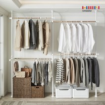 [한샘] [x왕자행거] 3단+바지걸이세트구성 드레스룸 행거 바지걸이형_화이트우드 DIY 너, 상세 설명 참조