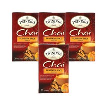 트와이닝 차이 홍차 호박 스파이스 40g 20티백 Twinings Chai Black Tea Pumpkin Spice, 4팩