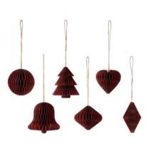 빈테르핀트 걸이식 장식 용품 6종 세트 핸드메이드 여러 가지 모양 레드, 종이 오너먼트 세트 2개