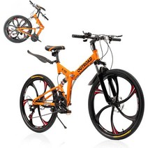 MarKnig 26인치 성인용 접이식 자전거/산악 자전거 21단 드라이브트레인 사이클링 풀, Hm-orange