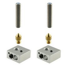 E-outstanding 2세트 압출기 키트 2X 0.4mm 황동 노즐 프린트 헤드 30MM 1.75mm 테프론 목 튜브 2개 MK8 메이커봇 및 3D 프린터용 알루미늄 히터