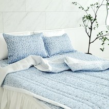 이불팩토리 시원한 인견 시어서커 여름 양면 누빔 차렵 이불+고정밴드형 침대 패드+배게 커버 풀세트