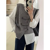 세련된 패션 우아한 불규칙한 조끼 니트 빈티지